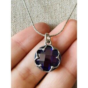 Israel 925 sterling silver faceted crystal pendant Necklace